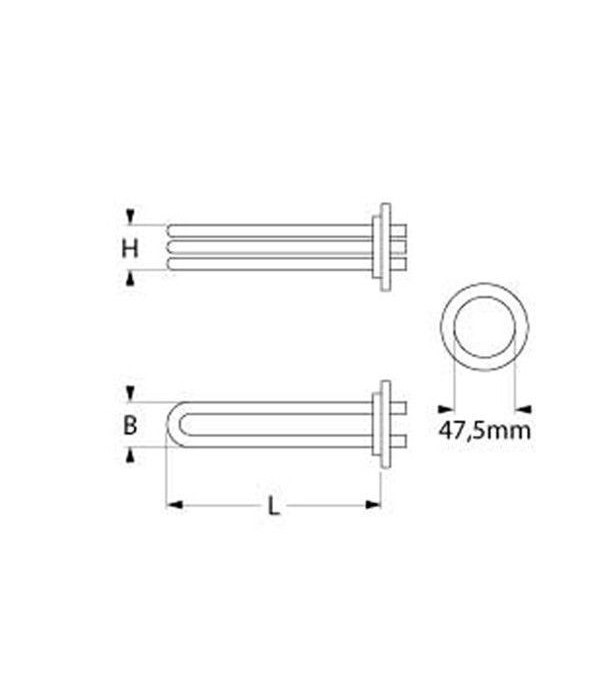 ATA, Ascaso dishwasher boiler heating element 3000W, 230V