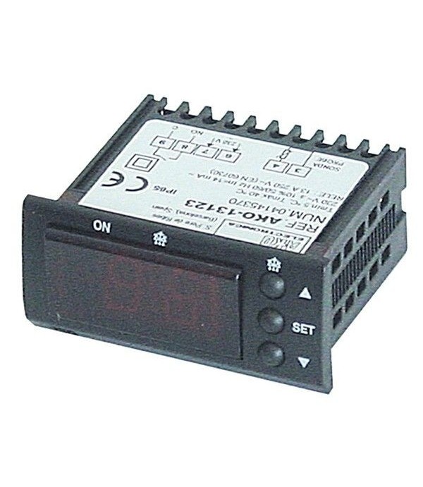 Electronic controller AKO type 13123 58x25.4mm 230 V voltage AC NTC relay outputs 1 NO-12A(9) NTC