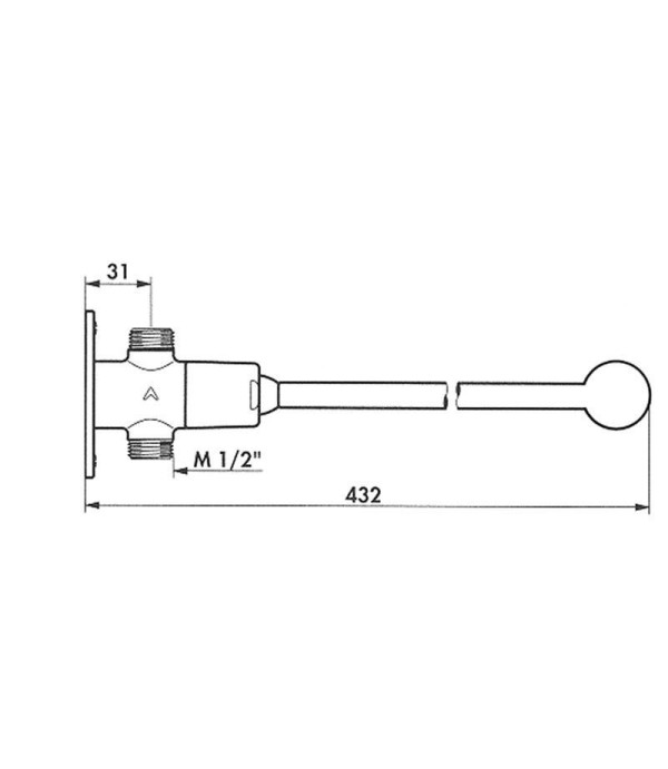 Self-closing tap ca.15s thread 1/2" L 432mm with knee switch
