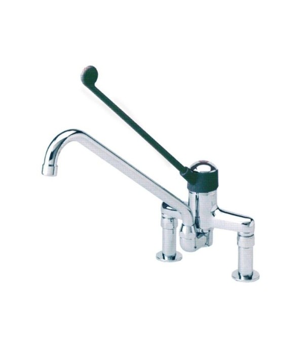 Single lever bridge mixer tap long lever ceramic cartridge ø 40mm spout length 200mm