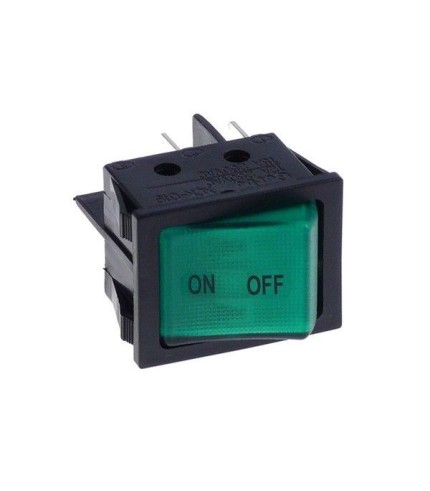 Rocker switch bipolar green illuminated ON-OFF