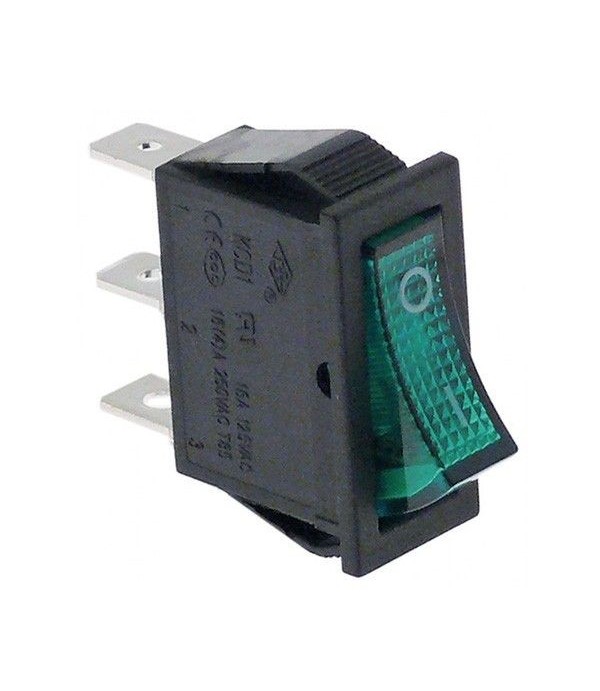 Rocker switch mounting green 1NO/indicator