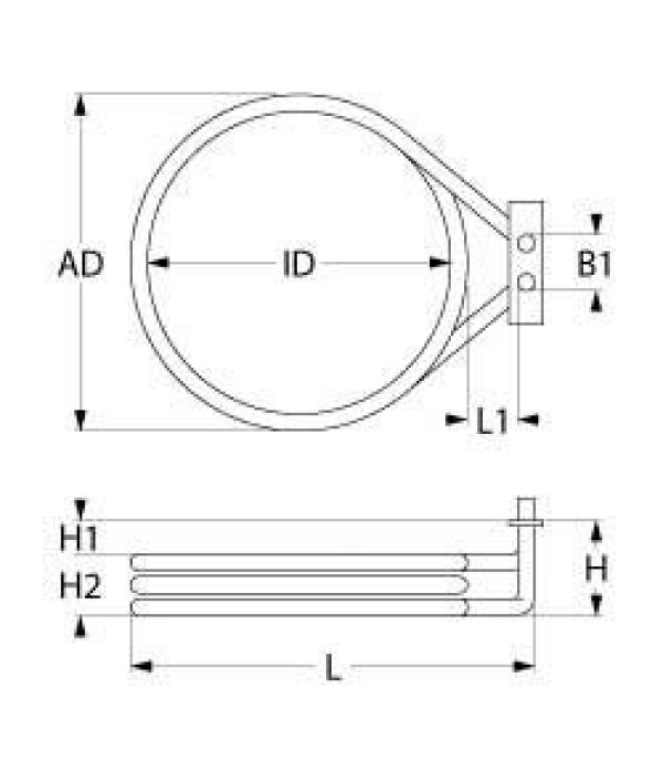 EGO oven heating element 2300W 230V, 202x188mm, L-232mm