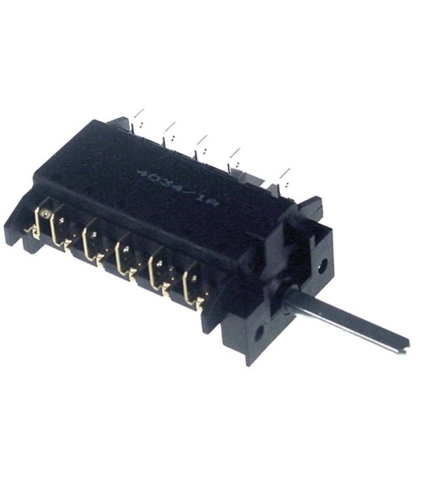 Operation switch oven SMEG, type 4034/1A, 3 operating positions 6-pole shaft ø 6x4,6mm connection male faston