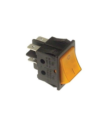 Rocker switch 30x22mm orange 2NO 250 V 16 A illuminated 0-I connection male faston 6.3mm