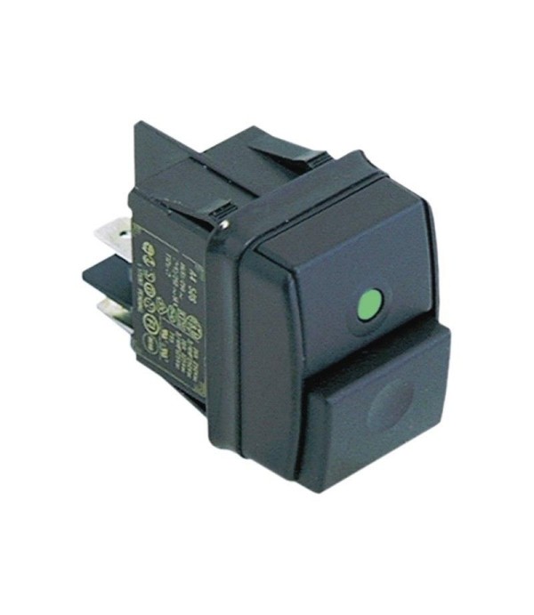 Push switch 30x22mm green 2NO 250V 12A connection male faston 6,3mm