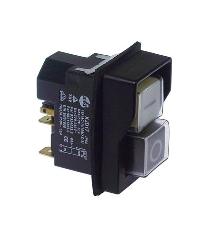 Push switch KJD17, black/white 2NO/A1 250V 10A