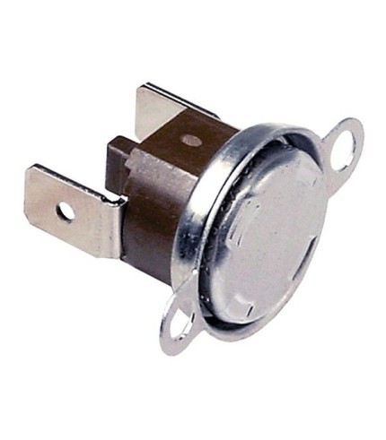 Safety bimetal thermostat 110°C 1NC 1-pole connection male faston 6,3mm hole distance 23,5mm