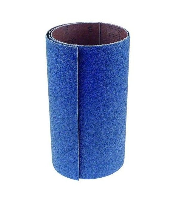 Abrasive band for potato peeler device supplied by meter