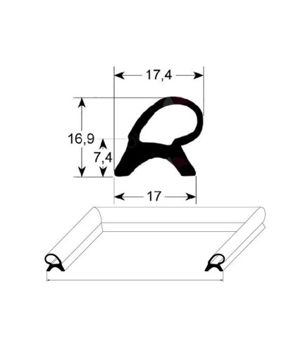 Door seal oven profile 2450 W suitable for ELECTROLUX