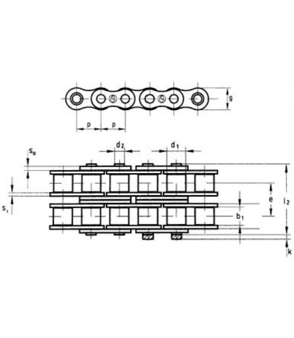 Chain DIN/ISO 08 B-2 splitting 1/2"